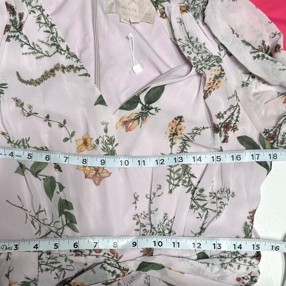 Gal Meets Glam Collection Phoebe Floral Puff Sleeve Chiffon Maxi Dress 8 NWOT - Picture 12 of 16